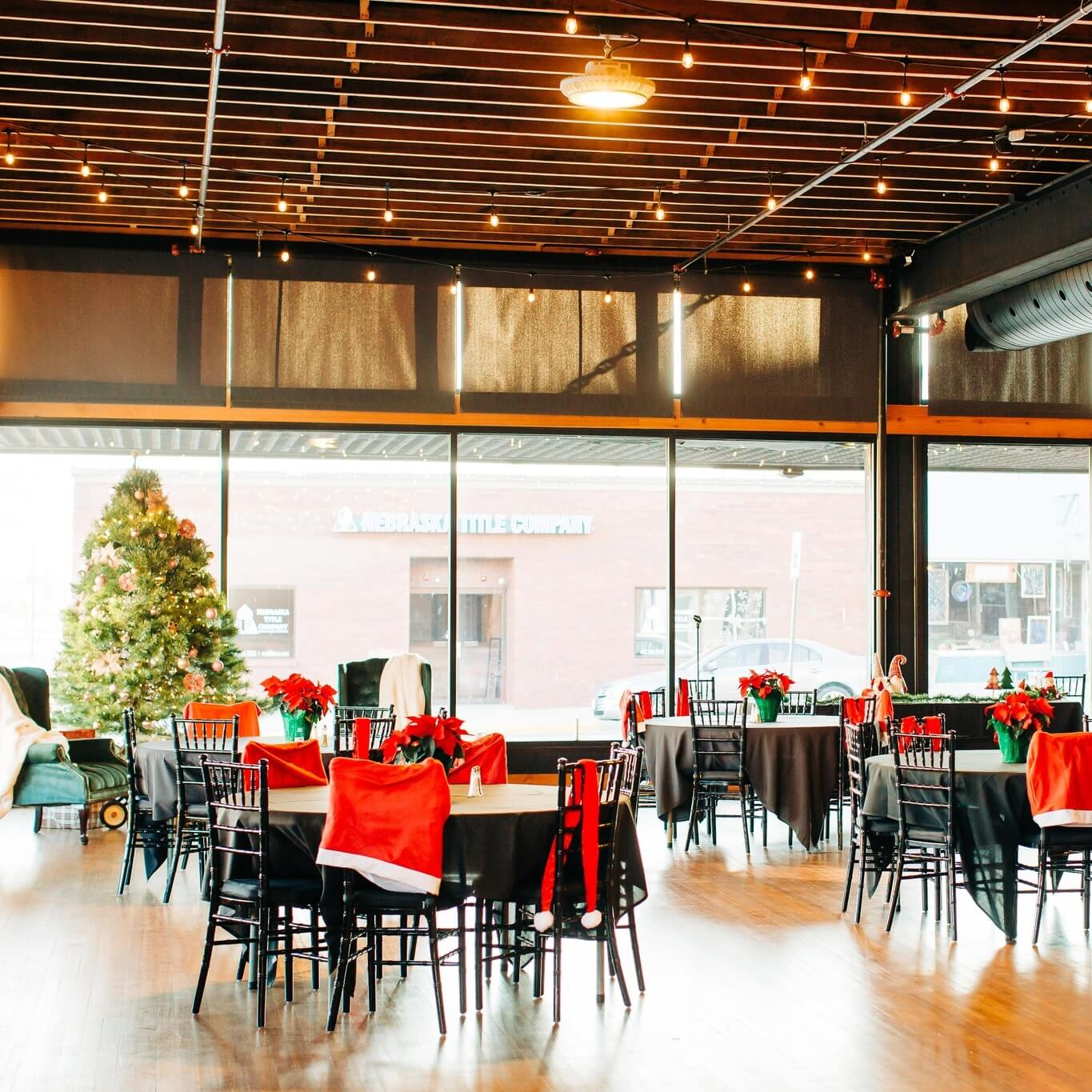 Indoor scene with table settings designed by Vintage Venue Events